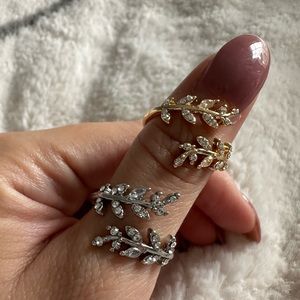 Gorgeous adjustable sterling silver leaf design open band ring